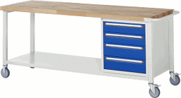 Zeige Details für Fahrbare Werkbank Modell 8162, B 2000xT 700xH 880-1080mm, Buche-Massiv-Platte 40mm Bild von Fahrbare Werkbank Modell 8162, B 2000xT 700xH 880-1080mm, Buche-Massiv-Platte 40mm