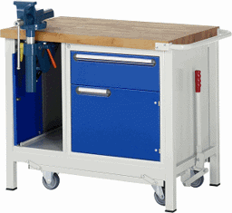 Zeige Details für Werkbank mit absenkbarem Fahrgestell Modell 8181, B 1000xT 700xH 880mm, Buche-Massiv-Platte 40mm Bild von Werkbank mit absenkbarem Fahrgestell Modell 8181, B 1000xT 700xH 880mm, Buche-Massiv-Platte 40mm