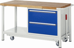 Zeige Details für Werkbank mit absenkbarem Fahrgestell Modell 8255, B 1500xT 700xH 880mm, Buche-Massiv-Platte 40mm Bild von Werkbank mit absenkbarem Fahrgestell Modell 8255, B 1500xT 700xH 880mm, Buche-Massiv-Platte 40mm