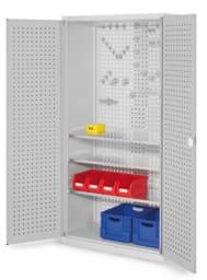 Zeige Details für Werkzeugschrank, 1950x1000x500 mm HxBxT, mit Lochplattentüren, 3 Fachböden, Korpus RAL 7035 lichtgrau, Türen RAL 7035 lichtgrau Bild von Werkzeugschrank, 1950x1000x500 mm HxBxT, mit Lochplattentüren, 3 Fachböden, Korpus RAL 7035 lichtgrau, Türen RAL 7035 lichtgrau