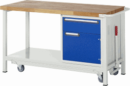Zeige Details für Werkbank mit absenkbarem Fahrgestell Modell 8152, B 1500xT 700xH 880mm, Buche-Massiv-Platte 40mm Bild von Werkbank mit absenkbarem Fahrgestell Modell 8152, B 1500xT 700xH 880mm, Buche-Massiv-Platte 40mm
