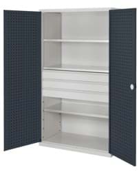 Zeige Details für Grossvolumenschrank 1950x1130x590 mm HxBxT, Korpus RAL 7035 lichtgrau, Türen RAL 7016 anthrazitgrau Bild von Grossvolumenschrank 1950x1130x590 mm HxBxT, Korpus RAL 7035 lichtgrau, Türen RAL 7016 anthrazitgrau