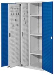 Zeige Details für Vertikalschränke 1950x1000x600 mm HxBxT, 2 Auszüge, 3 Fachböden Breite 500 mm, Korpus RAL 7035 ichtgrau, Türen RAL 5010 enzianblau Bild von Vertikalschränke 1950x1000x600 mm HxBxT, 2 Auszüge, 3 Fachböden Breite 500 mm, Korpus RAL 7035 ichtgrau, Türen RAL 5010 enzianblau