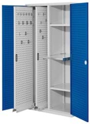 Zeige Details für Vertikalschrank 1950x1000x600 mm HxBxT, 2 Auszüge, 2 Fachböden Breite 500 mm, 1 Auszugboden Breite 500 mm,  Korpus RAL 7035 lichtgrau, Türen RAL 5010 enzianblau Bild von Vertikalschrank 1950x1000x600 mm HxBxT, 2 Auszüge, 2 Fachböden Breite 500 mm, 1 Auszugboden Breite 500 mm,  Korpus RAL 7035 lichtgrau, Türen RAL 5010 enzianblau