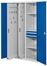 Zeige Details für Vertikalschrank 1950x1000x600 mm HxBxT, 2 Auszüge, 3 Fachböden Breite 500 mm, 2 Schublade Höhe 100x Breite 500 mm, Korpus RAL 7035 lichtgrau, Türen RAL 5010 enzianblau Bild von Vertikalschrank 1950x1000x600 mm HxBxT, 2 Auszüge, 3 Fachböden Breite 500 mm, 2 Schublade Höhe 100x Breite 500 mm, Korpus RAL 7035 lichtgrau, Türen RAL 5010 enzianblau