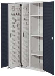 Zeige Details für Vertikalschrank 1950x1000x600 mm HxBxT, 2 Auszüge, 3 Fachböden Breite 500 mm, Korpus RAL 7035 lichtgrau, Türen RAL 7016 anthrazitgrau Bild von Vertikalschrank 1950x1000x600 mm HxBxT, 2 Auszüge, 3 Fachböden Breite 500 mm, Korpus RAL 7035 lichtgrau, Türen RAL 7016 anthrazitgrau