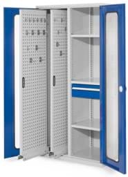 Zeige Details für Vertikalschrank 1950x1000x600 mm HxBxT, 2 Auszüge, 3 Fachböden Breite 500 mm, 1 Schublade Höhe 175x Breite 500 mm,  Korpus RAL 7035 lichtgrau, Türen RAL 5010 enzianblau Bild von Vertikalschrank 1950x1000x600 mm HxBxT, 2 Auszüge, 3 Fachböden Breite 500 mm, 1 Schublade Höhe 175x Breite 500 mm,  Korpus RAL 7035 lichtgrau, Türen RAL 5010 enzianblau