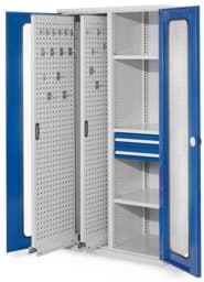 Zeige Details für Vertikalschrank 1950x1000x600 mm HxBxT, 2 Auszüge, 3 Fachböden Breite 500 mm, 2 Schublade Höhe 100xBreite 500 mm,  Korpus RAL 7035 lichtgrau, Türen RAL 5010 enzianblau Bild von Vertikalschrank 1950x1000x600 mm HxBxT, 2 Auszüge, 3 Fachböden Breite 500 mm, 2 Schublade Höhe 100xBreite 500 mm,  Korpus RAL 7035 lichtgrau, Türen RAL 5010 enzianblau