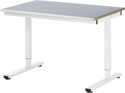 Zeige Details für Arbeitstisch Serie RHE, B 1250 x T 800 x H 740-1040 mm, Stahlblechbelag-Platte 25 mm Bild von Arbeitstisch Serie RHE, B 1250 x T 800 x H 740-1040 mm, Stahlblechbelag-Platte 25 mm