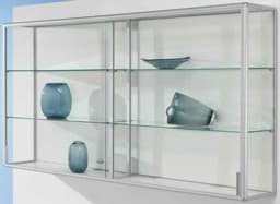 Zeige Details für Wandvitrine 1020x2020x300 mm HxBxT mit 4-seitiger ESG-Verglasung, eckige Profile Bild von Wandvitrine 1020x2020x300 mm HxBxT mit 4-seitiger ESG-Verglasung, eckige Profile