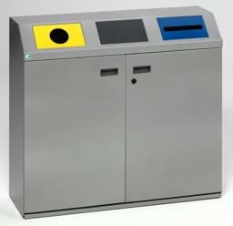 Zeige Details für Wertstoffsammelstation WS 97 Korpus silber, runde Öffnung gelb, Klappe schwarzgrau, Schlitz blau Bild von Wertstoffsammelstation WS 97 Korpus silber, runde Öffnung gelb, Klappe schwarzgrau, Schlitz blau