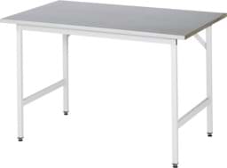 Zeige Details für Arbeitstisch, B 1250 x T 800 x H 800-850 mm, Stahlblechbelag-Platte 25 mm Bild von Arbeitstisch, B 1250 x T 800 x H 800-850 mm, Stahlblechbelag-Platte 25 mm
