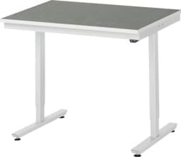 Zeige Details für Arbeitstisch 1000x800x720-1120 mm BxTxH mit Linoleum-Platte 25 mm (2 mm Linoleumbelag) Bild von Arbeitstisch 1000x800x720-1120 mm BxTxH mit Linoleum-Platte 25 mm (2 mm Linoleumbelag)