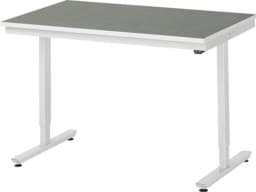 Zeige Details für Arbeitstisch 1250x800x720-1120 mm BxTxH mit Linoleum-Platte 25 mm (2mm Linoleumbelag) Bild von Arbeitstisch 1250x800x720-1120 mm BxTxH mit Linoleum-Platte 25 mm (2mm Linoleumbelag)
