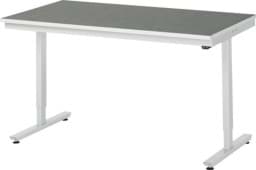 Zeige Details für Arbeitstisch 1500x800x720-1120 mm BxTxH mit Linoleum-Platte 25 mm (2 mm Linoleumbelag) Bild von Arbeitstisch 1500x800x720-1120 mm BxTxH mit Linoleum-Platte 25 mm (2 mm Linoleumbelag)