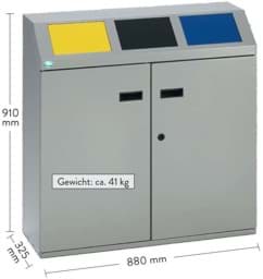 Zeige Details für Wertstoffsortiersystem Korpus silber, 3 Klappen Bild von Wertstoffsortiersystem Korpus silber, 3 Klappen
