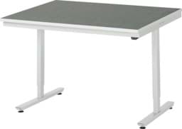 Zeige Details für Arbeitstisch 1250x1000x720-1120 mm BxTxH mit Linoleum-Platte 25 mm (2 mm Linoleumbelag) Bild von Arbeitstisch 1250x1000x720-1120 mm BxTxH mit Linoleum-Platte 25 mm (2 mm Linoleumbelag)