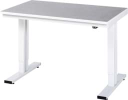 Zeige Details für Arbeitstisch 1250x800x720-1120 mm BxTxH mit Linoleum-Platte 25 mm (2 mm Linoleumbelag) Bild von Arbeitstisch 1250x800x720-1120 mm BxTxH mit Linoleum-Platte 25 mm (2 mm Linoleumbelag)