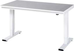 Zeige Details für Arbeitstisch 1500x800x720-1120 mm BxTxH mit Linoleum-Platte 25 mm (2 mm Linoleumbelag) Bild von Arbeitstisch 1500x800x720-1120 mm BxTxH mit Linoleum-Platte 25 mm (2 mm Linoleumbelag)