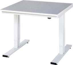 Zeige Details für Arbeitstisch 1000x1000x720-1120 mm BxTxH mit Linoleum-Platte 25 mm (2 mm Linoleumbelag) Bild von Arbeitstisch 1000x1000x720-1120 mm BxTxH mit Linoleum-Platte 25 mm (2 mm Linoleumbelag)