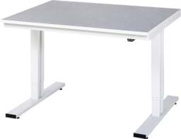 Zeige Details für Arbeitstisch 1250x1000x720-1120 mm BxTxH mit Linoleum-Platte 25 mm (2 mm Linoleumbelag) Bild von Arbeitstisch 1250x1000x720-1120 mm BxTxH mit Linoleum-Platte 25 mm (2 mm Linoleumbelag)