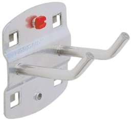 Zeige Details für Werkzeughalter 75 mm Länge mit schrägem Hakenende doppelt, alufarben Bild von Werkzeughalter 75 mm Länge mit schrägem Hakenende doppelt, alufarben