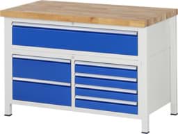 Zeige Details für Werkbank Modell 8921, B 1250xT 700xH 840-1040mm, Buche-Massiv-Platte 40mm Bild von Werkbank Modell 8921, B 1250xT 700xH 840-1040mm, Buche-Massiv-Platte 40mm