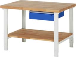 Zeige Details für Werkbank Modell 7000, B 1250 x T 900 x H 790-1140 mm, Buche-Massiv-Platte 40 mm Bild von Werkbank Modell 7000, B 1250 x T 900 x H 790-1140 mm, Buche-Massiv-Platte 40 mm