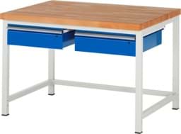 Zeige Details für Werkbank verstellbare Höhe, B 1250xT 900xH 840-1040mm, Buche-Massiv-Platte 40mm Bild von Werkbank verstellbare Höhe, B 1250xT 900xH 840-1040mm, Buche-Massiv-Platte 40mm