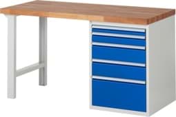 Zeige Details für Werkbank Modell 7511, B 1500 x T 700 x H 840 mm, Buche-Massiv-Platte 40 mm Bild von Werkbank Modell 7511, B 1500 x T 700 x H 840 mm, Buche-Massiv-Platte 40 mm