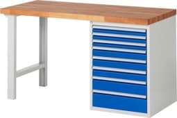 Zeige Details für Werkbank Modell 7519, B 1500 x T 700 x H 840 mm, Buche-Massiv-Platte 40 mm Bild von Werkbank Modell 7519, B 1500 x T 700 x H 840 mm, Buche-Massiv-Platte 40 mm