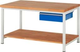 Zeige Details für Werkbank verstellbare Höhe, B 1500xT 900xH 840-1040mm, Buche-Massiv-Platte 40mm Bild von Werkbank verstellbare Höhe, B 1500xT 900xH 840-1040mm, Buche-Massiv-Platte 40mm