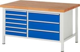 Zeige Details für Werkbank Modell 8653, B 1500xT 900xH 840-1040mm, Buche-Massiv-Platte 40mm Bild von Werkbank Modell 8653, B 1500xT 900xH 840-1040mm, Buche-Massiv-Platte 40mm