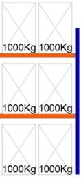 Bild von Palettenregal Feldlänge 1825 mm, Höhe 3500 mm, Tiefe 1100 mm Anbauregal