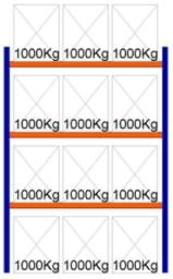 Bild von Palettenregal Feldlänge 2700 mm, Höhe 4000 mm, Tiefe 1100 mm Grundregal