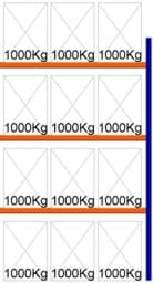 Bild von Palettenregal Feldlänge 2700 mm, Höhe 4500 mm, Tiefe 1100 mm Anbauregal