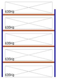 Zeige Details für Weitspann-Grundregal, 2500x2315x600 mm HxLxT, Metallauflagen Bild von Weitspann-Grundregal, 2500x2315x600 mm HxLxT, Metallauflagen