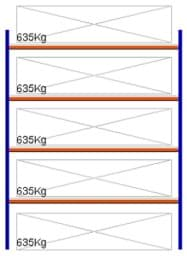 Bild von Weitspann-Grundregal, 2500x2315x600 mm HxLxT, Metallauflagen