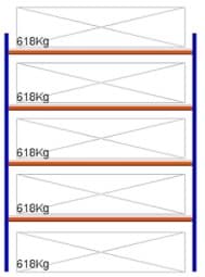 Zeige Details für Weitspann-Grundregal, 2500x2315x1000 mm HxLxT, Metallauflagen Bild von Weitspann-Grundregal, 2500x2315x1000 mm HxLxT, Metallauflagen