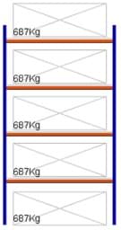 Zeige Details für Weitspann-Grundregal, 3000x1605x600 mm HxLxT, Metallauflagen Bild von Weitspann-Grundregal, 3000x1605x600 mm HxLxT, Metallauflagen