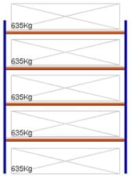 Zeige Details für Weitspann-Grundregal, 3000x2315x600 mm HxLxT, Metallauflagen Bild von Weitspann-Grundregal, 3000x2315x600 mm HxLxT, Metallauflagen