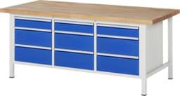 Zeige Details für Werkbank Modell 8573, B 2000xT 900xH 840-1040mm, Buche-Massiv-Platte 40mm Bild von Werkbank Modell 8573, B 2000xT 900xH 840-1040mm, Buche-Massiv-Platte 40mm