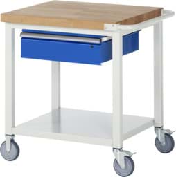 Zeige Details für Fahrbare Werkbank, 750 x 700 x 880mm BxTxH, Buche-Massiv-Platte 40mm Bild von Fahrbare Werkbank, 750 x 700 x 880mm BxTxH, Buche-Massiv-Platte 40mm