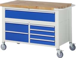 Zeige Details für Fahrbare Werkbank Modell 8921, B 1250xT 700xH 880mm, Buche-Massiv-Platte 40mm Bild von Fahrbare Werkbank Modell 8921, B 1250xT 700xH 880mm, Buche-Massiv-Platte 40mm