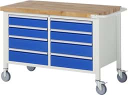 Zeige Details für Fahrbare Werkbank Modell 8477, B 1250xT 700xH 880mm, Buche-Massiv-Platte 40mm Bild von Fahrbare Werkbank Modell 8477, B 1250xT 700xH 880mm, Buche-Massiv-Platte 40mm
