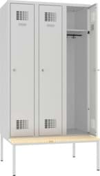 Zeige Details für Garderobenschrank, 3 Abteile mit je 400 mm Abteilbreite, auf Untergebauter Sitzbank Bild von Garderobenschrank, 3 Abteile mit je 400 mm Abteilbreite, auf Untergebauter Sitzbank