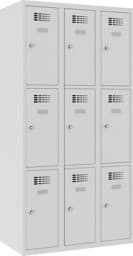 Zeige Details für Schliessfachschrank, 3 Abteile mit je 3 Fächer übereinander, Total 9 Fächer Bild von Schliessfachschrank, 3 Abteile mit je 3 Fächer übereinander, Total 9 Fächer