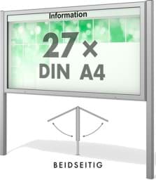Zeige Details für Doppel-Schaukasten Plenum 2020x1130x123 mm BxHxT, mit Ständer Bild von Doppel-Schaukasten Plenum 2020x1130x123 mm BxHxT, mit Ständer