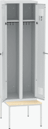 Zeige Details für Garderobenschrank 2 Abteile mit 300 mm Abteilbreite gemeinsam schliessend auf Sitzbank Bild von Garderobenschrank 2 Abteile mit 300 mm Abteilbreite gemeinsam schliessend auf Sitzbank