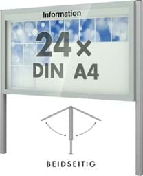 Zeige Details für Doppel-Schaukasten Vitrum 1850x1150x166 mm BxHxT, mit Ständer Bild von Doppel-Schaukasten Vitrum 1850x1150x166 mm BxHxT, mit Ständer